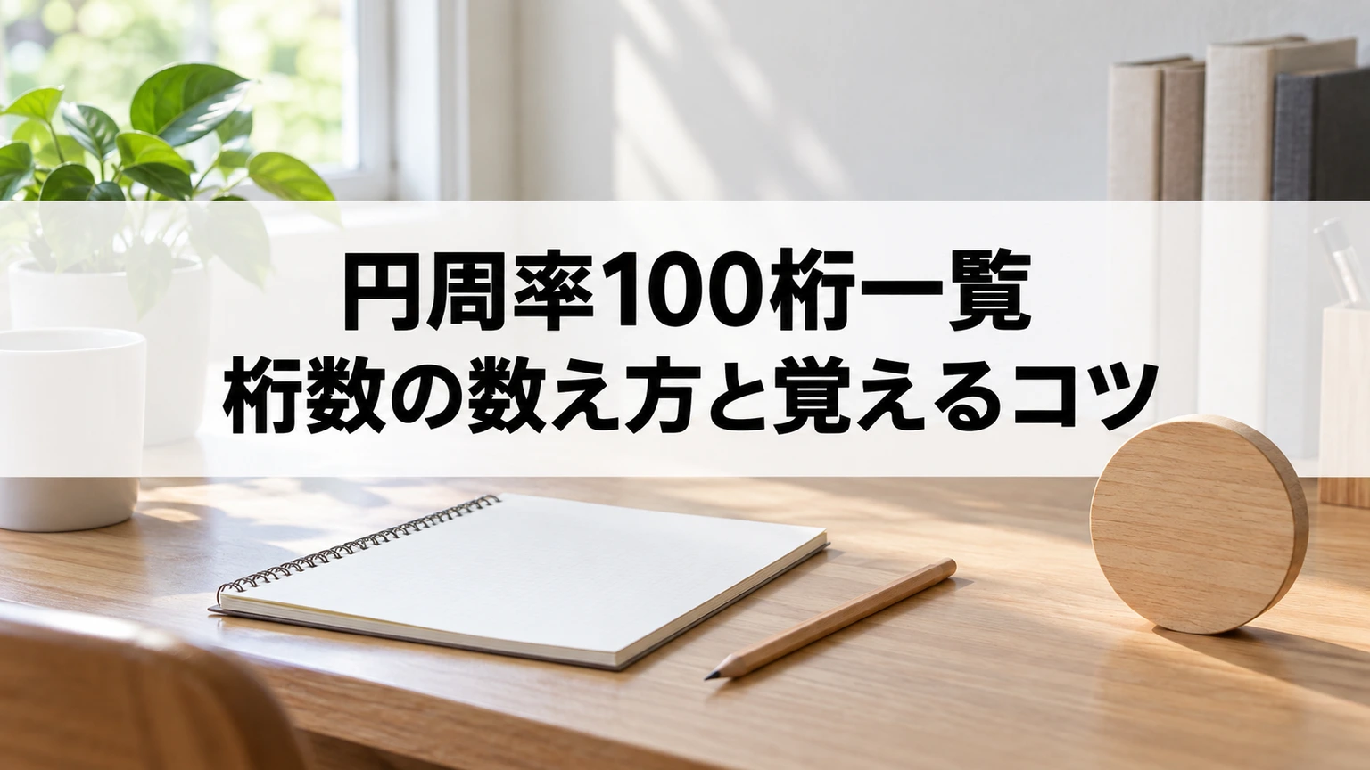 ノートと鉛筆、円の形を表す木製模型