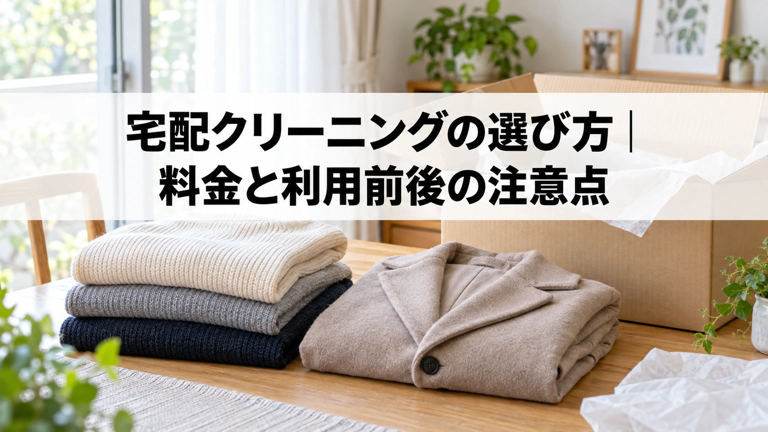 宅配クリーニングへ送る衣類と発送用の箱
