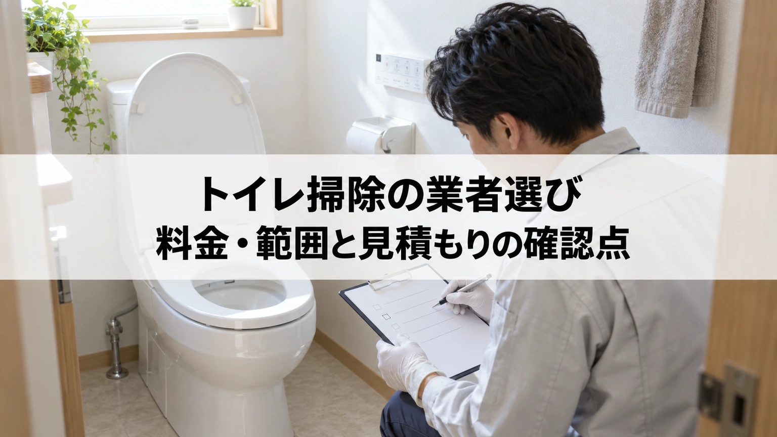 トイレの便器と床、清掃範囲を確認するメモ