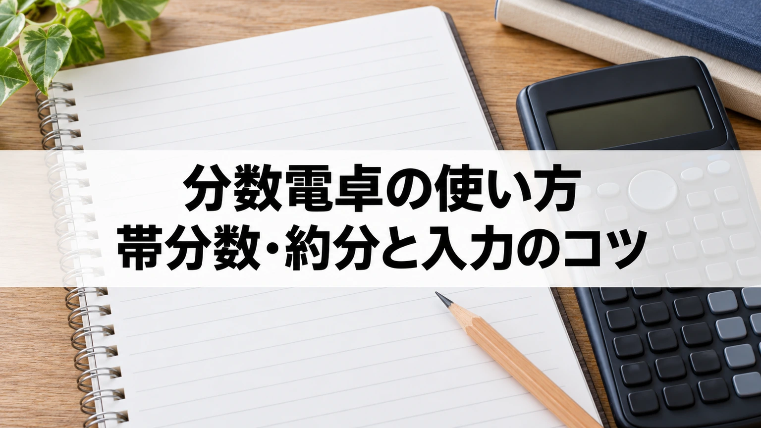 分数を書いたノートと電卓