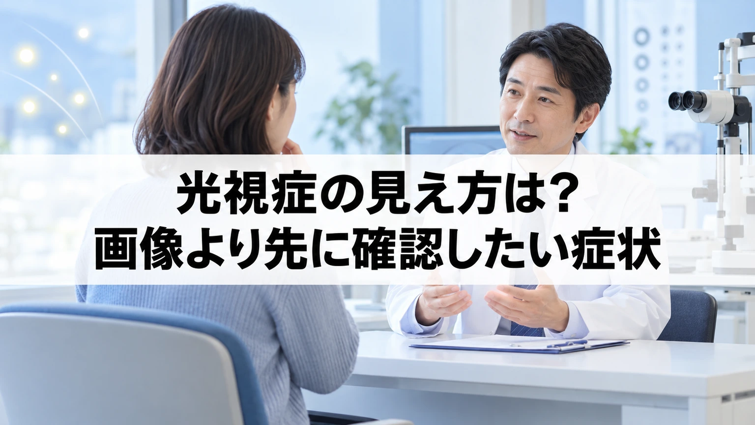 視野の端に走る光について眼科へ相談する前の確認事項を表したイメージ