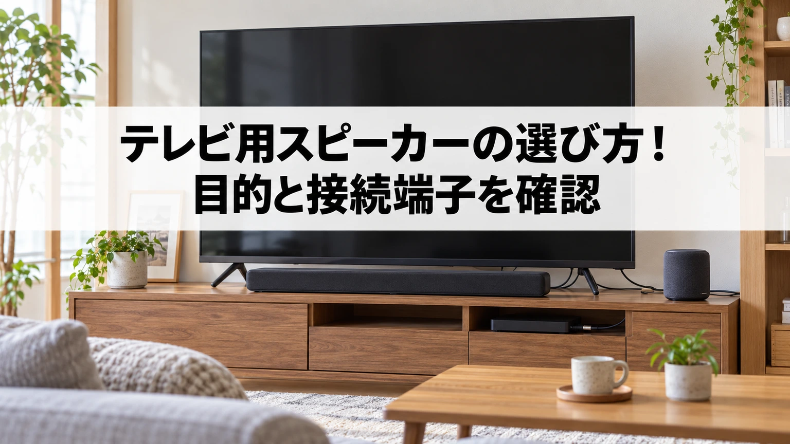 テレビとサウンドバーの接続端子を確認するイメージ