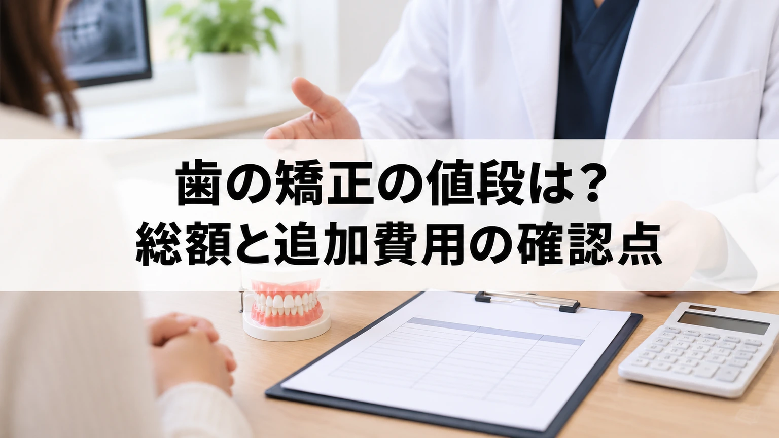 歯の矯正治療の見積書と費用内訳を確認するイメージ