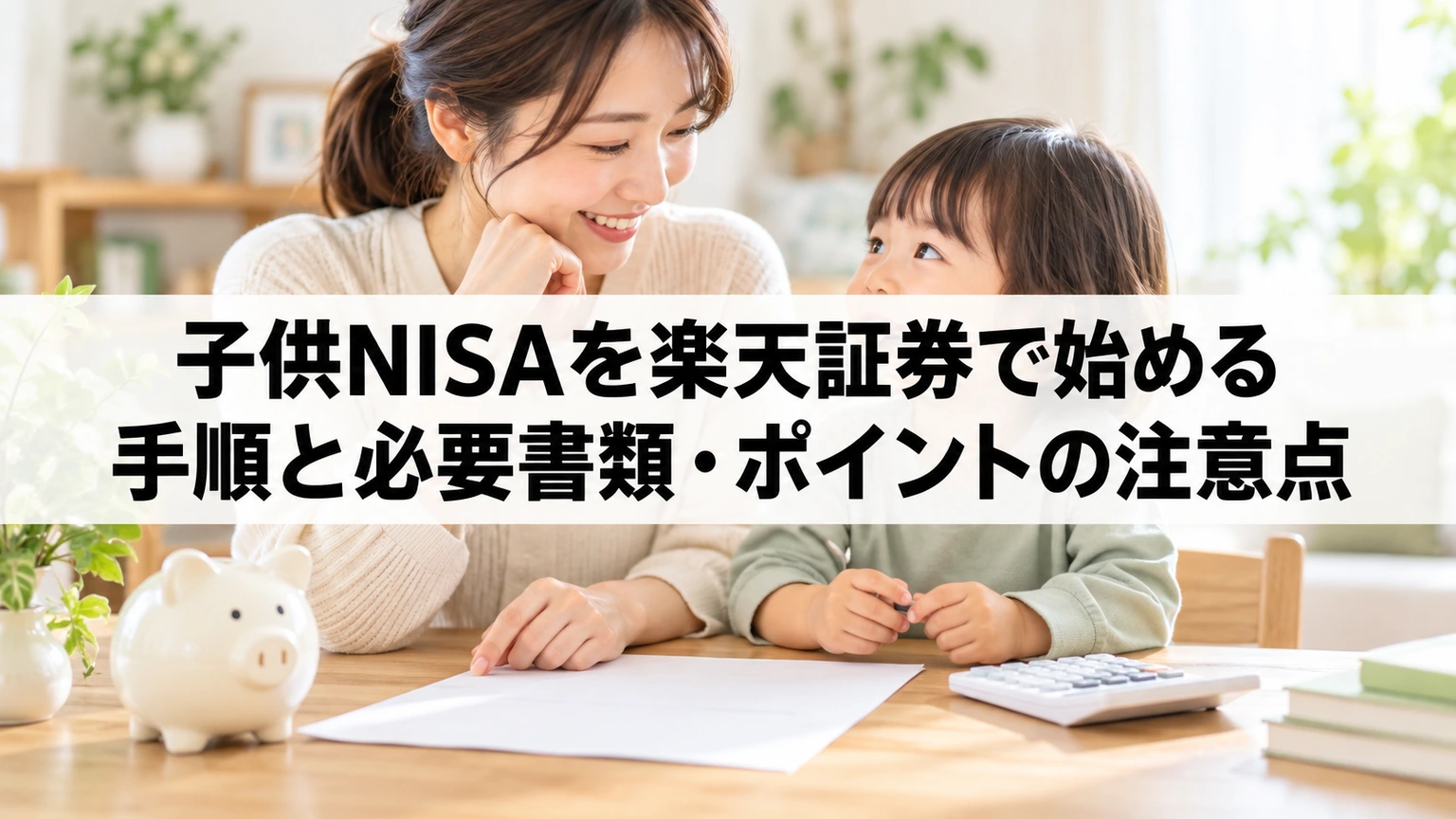 親子の口座と必要書類を確認する楽天証券の子供NISA準備イメージ