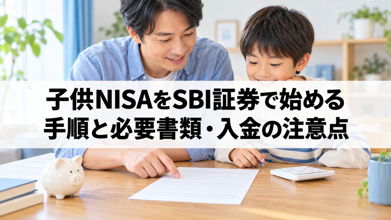 子名義の銀行口座と申込書類を確認するSBI証券の子供NISA準備