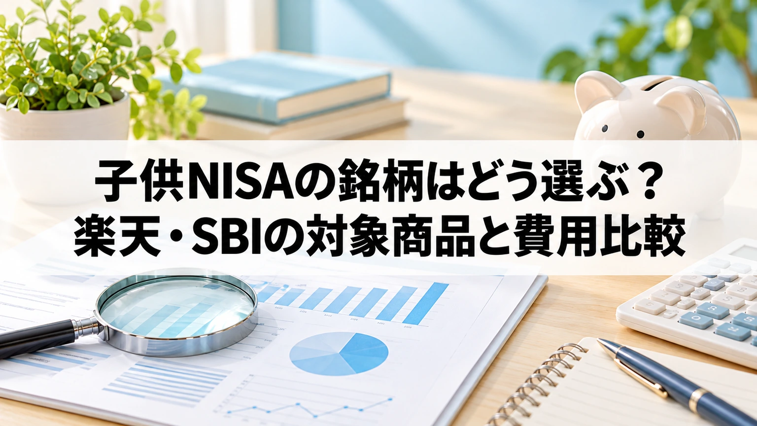 子供NISAの対象ファンドと目論見書の費用欄を確認するイメージ