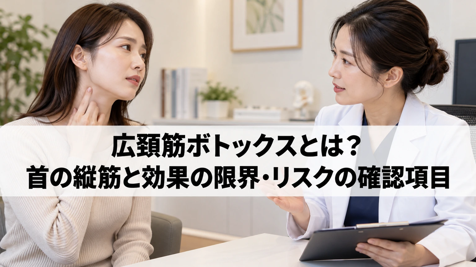 首の悩みについて医師に相談する成人のイメージ