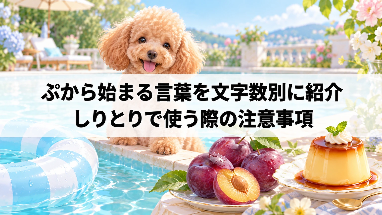 ぷから始まる名詞を並べた親子向けの言葉遊びのイメージ