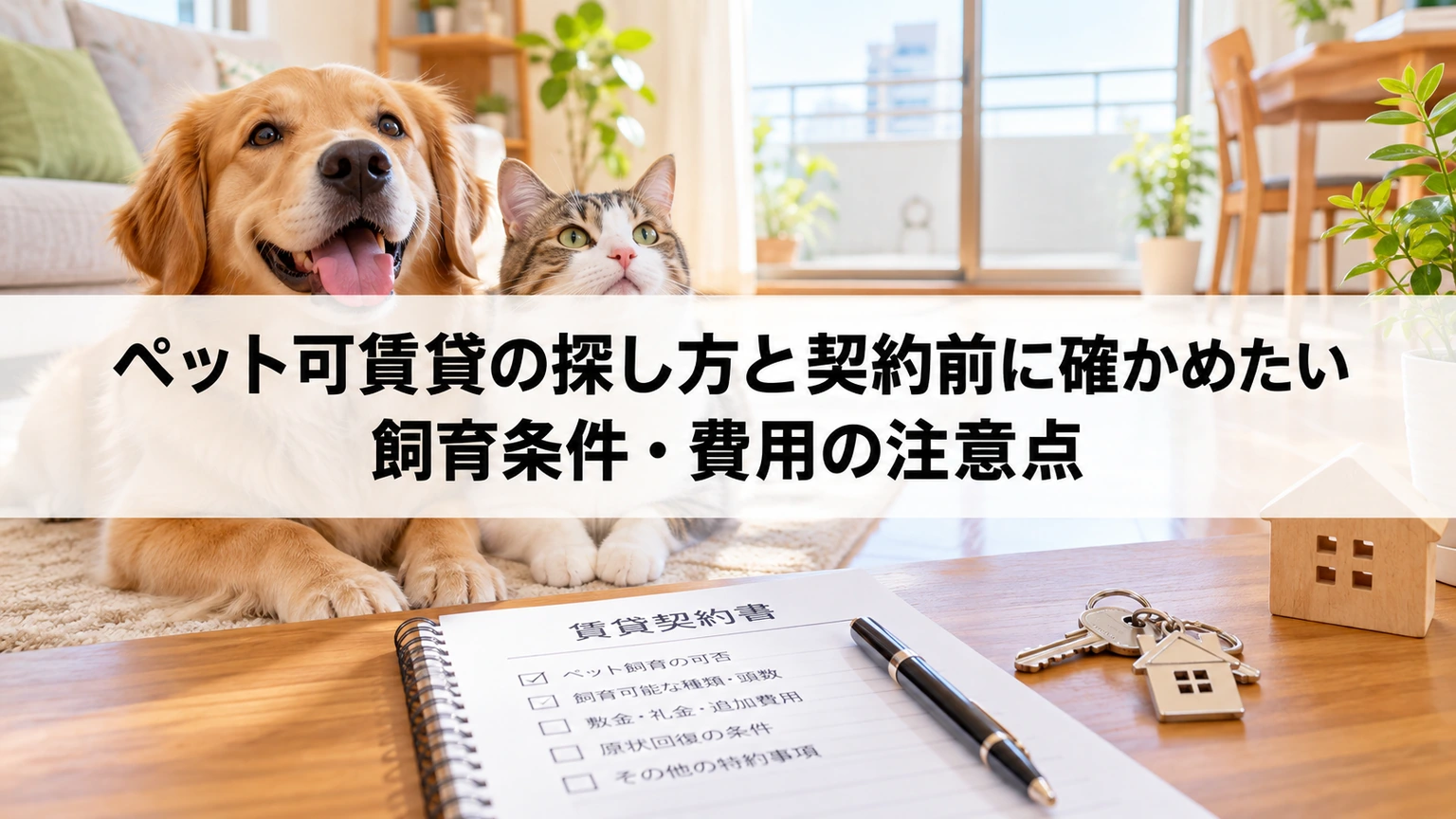 ペット可 賃貸の基本と確認ポイントを紹介するアイキャッチ