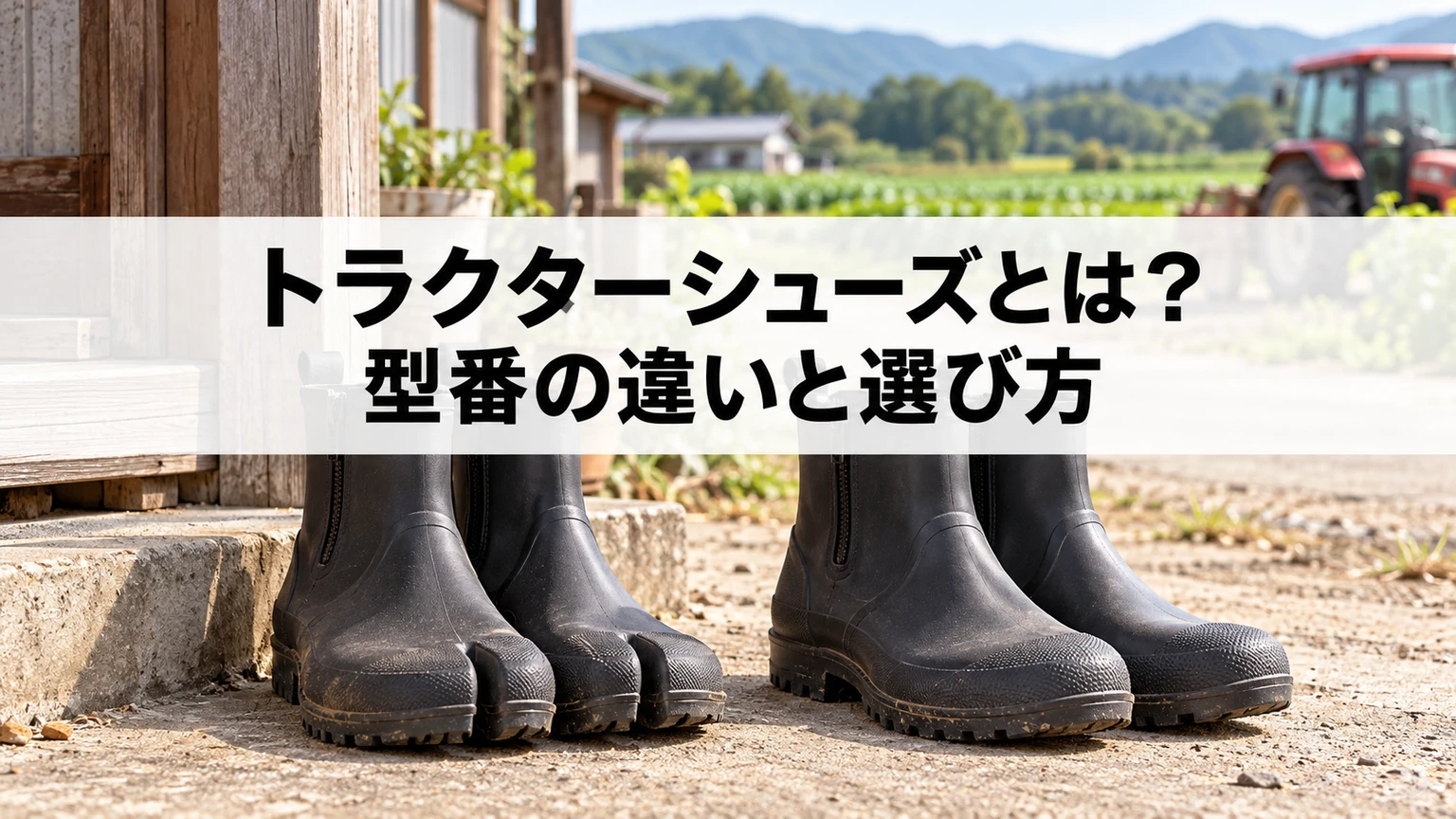 農作業用の防水作業靴と股付・先丸の違いを示すイメージ