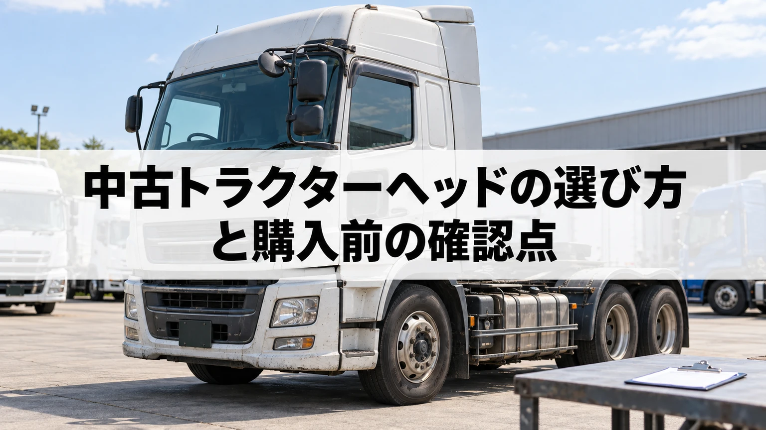 中古トラクターヘッドと購入前の車両資料確認のイメージ