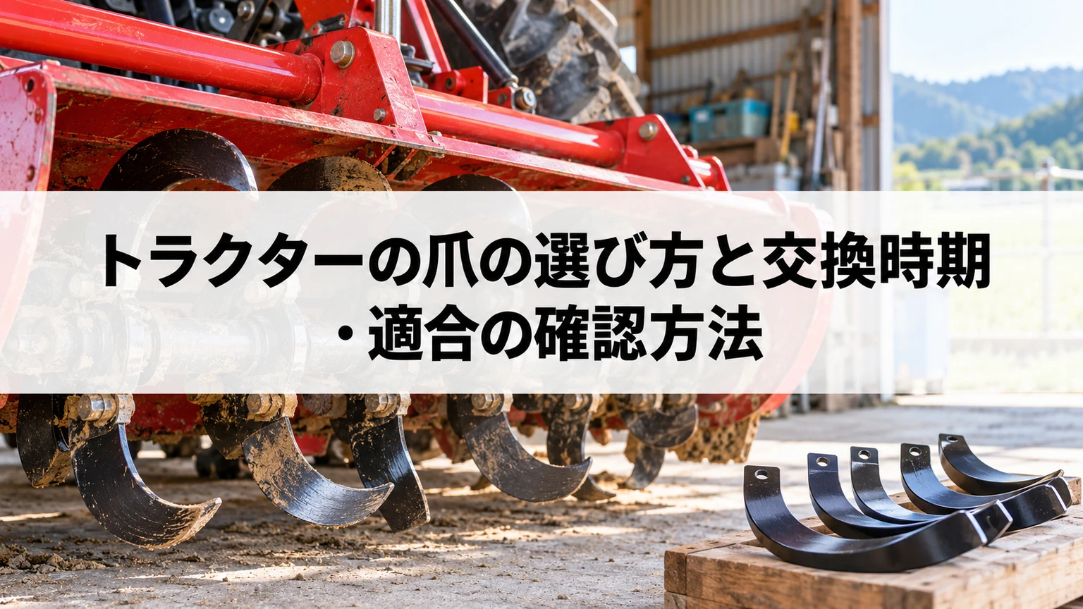 ロータリーの耕うん爪と適合を確認するイメージ