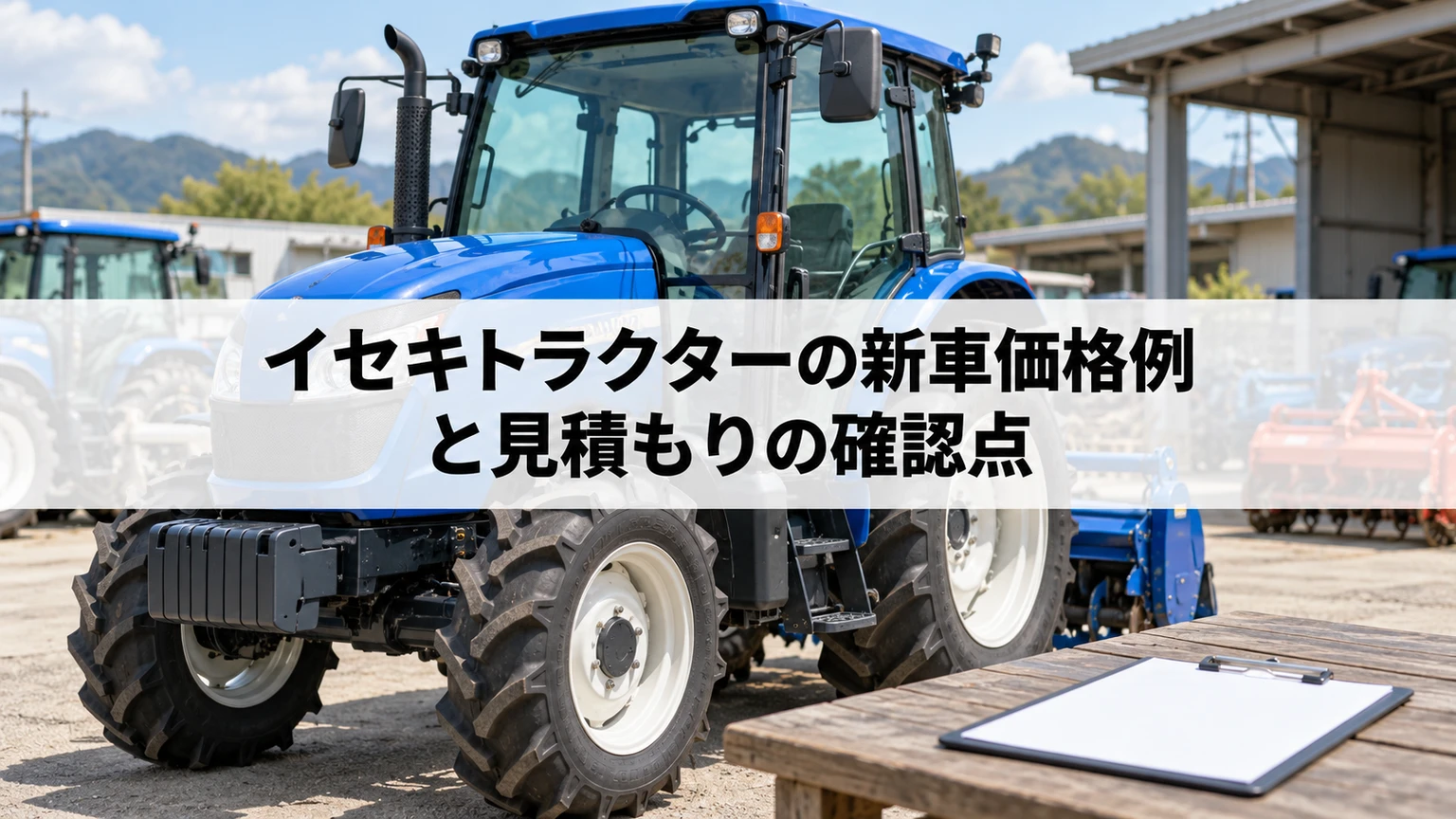 イセキトラクターの新車価格とロータリーの有無を比較するイメージ