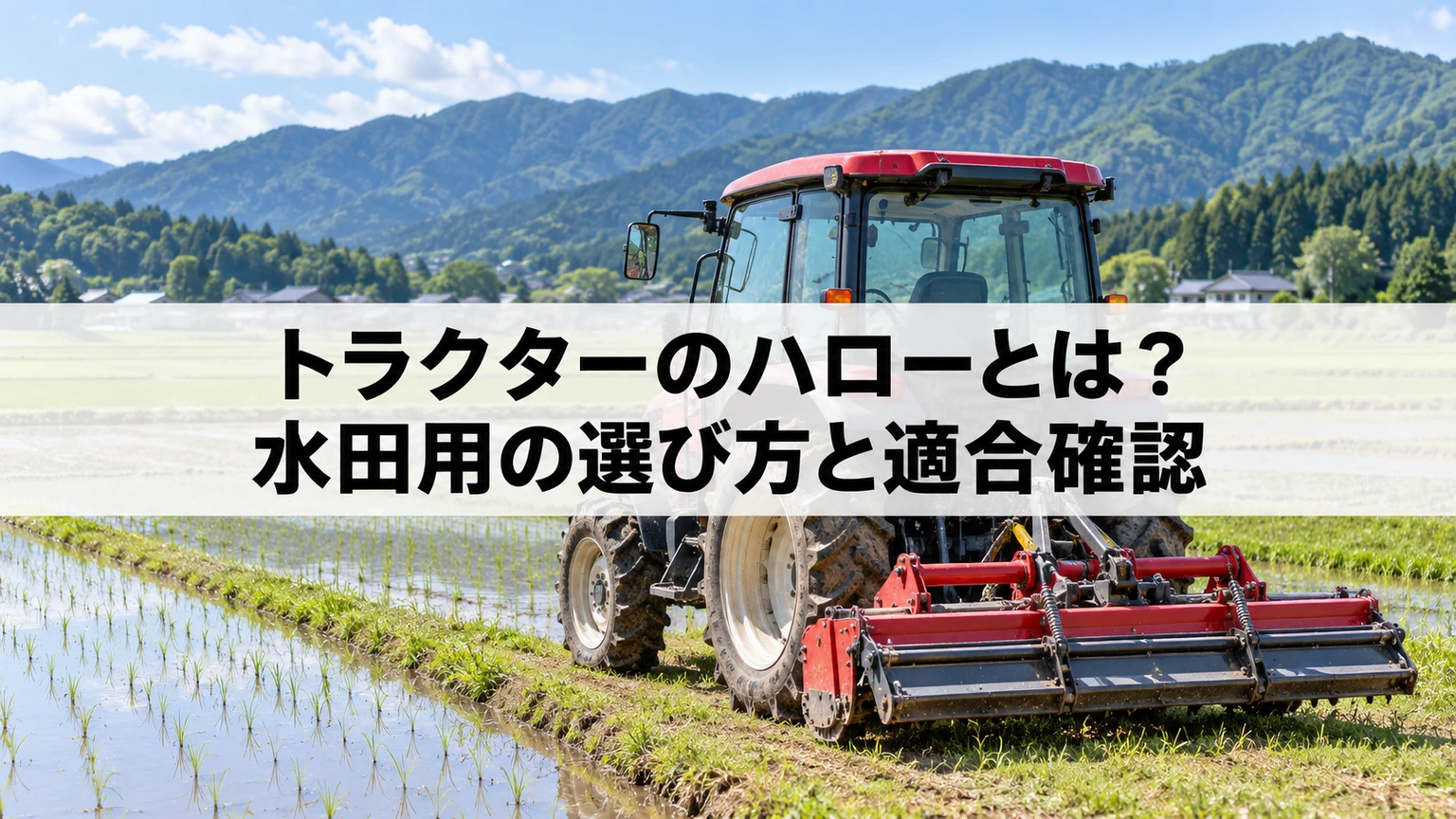 水田用ハローの取り付け方式と収納条件を確認するイメージ