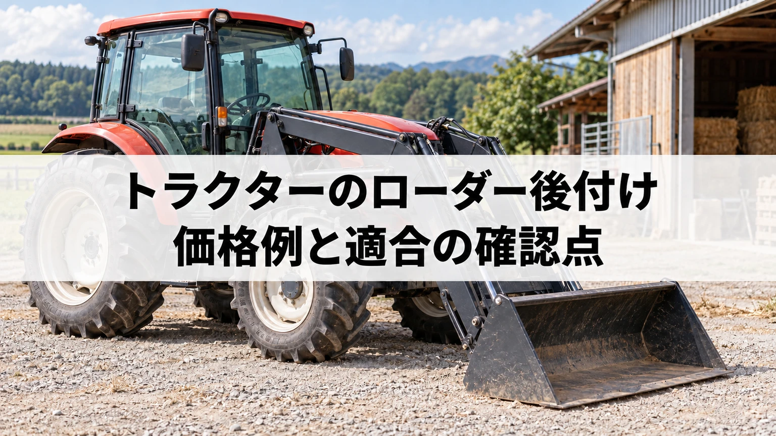 トラクターのローダー後付け適合と工事見積もりを確認するイメージ