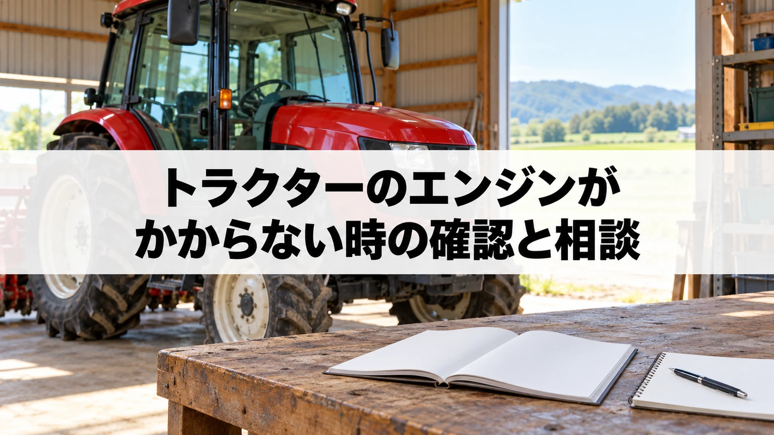 始動しないトラクターの症状と取扱説明書を確認するイメージ