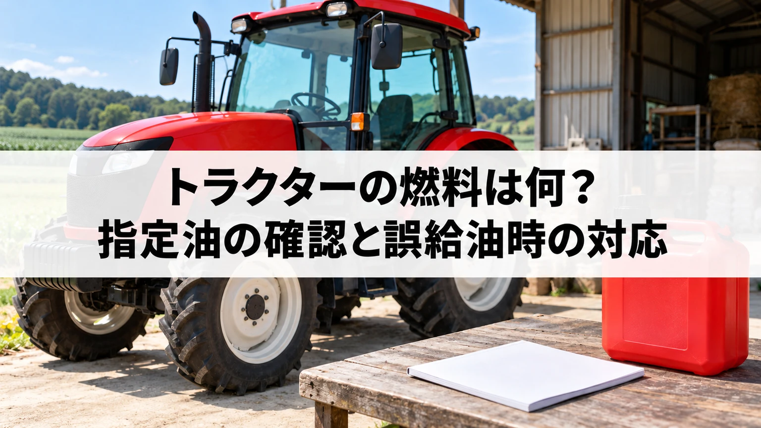 トラクターの指定燃料と容器表示を照合するイメージ
