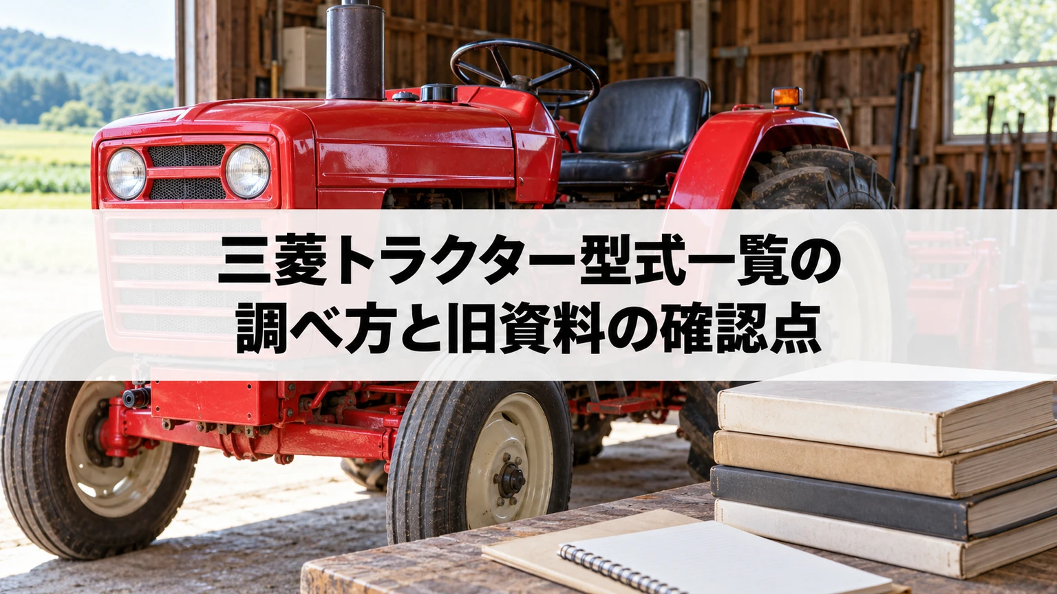 三菱トラクターの型式全文を旧資料と取扱説明書で照合するイメージ