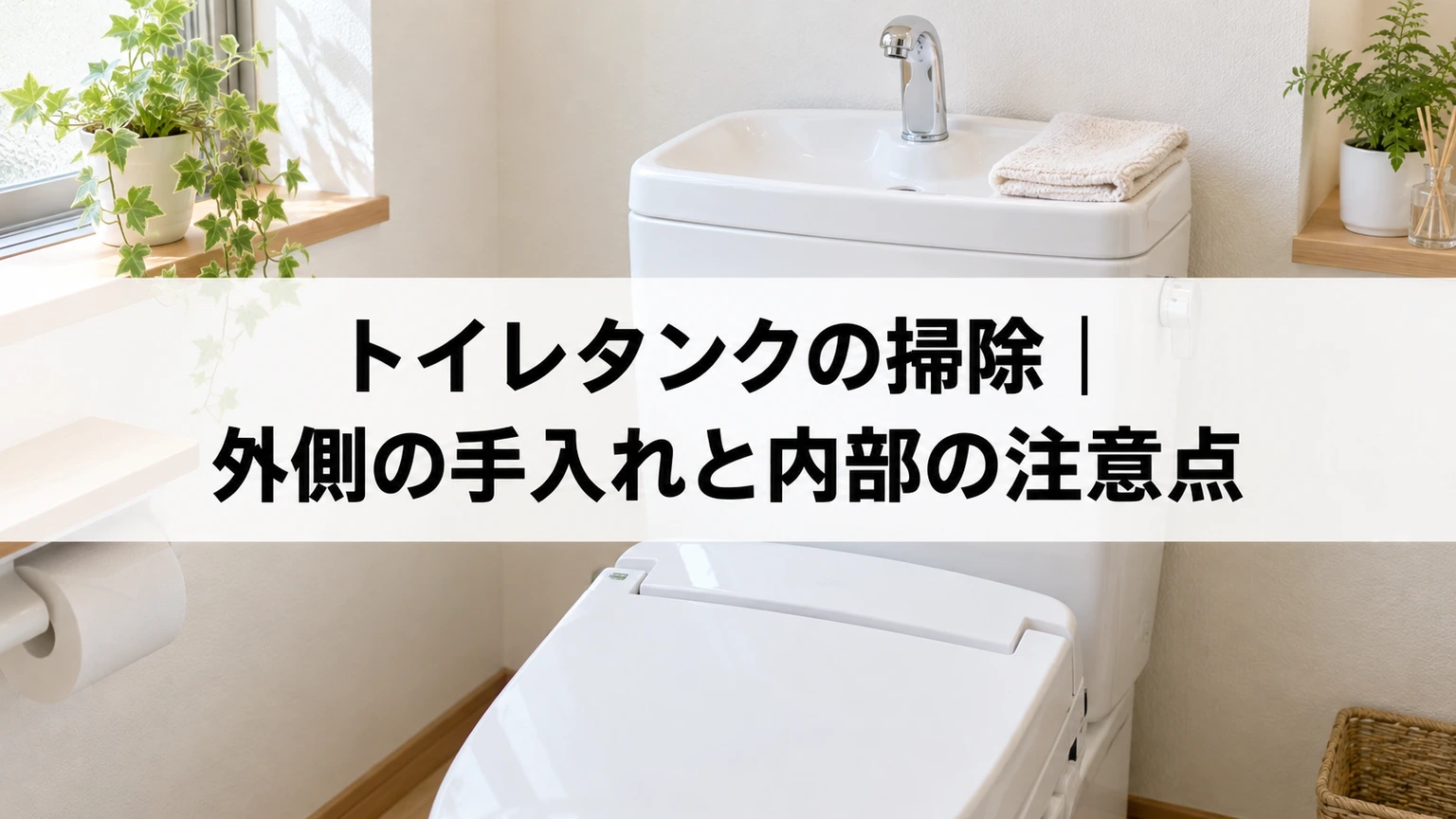 トイレタンクの外側と手洗い鉢を拭く掃除道具