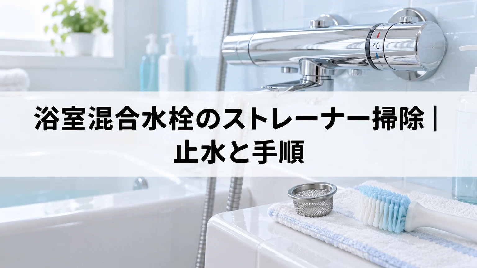 浴室の混合水栓と網状のストレーナーのイメージ